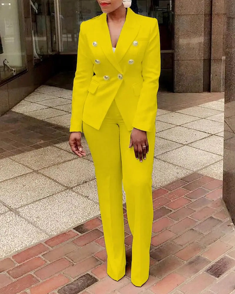 🍒Solid colour suits blazer and pants set for women business suits smart casual wear occasion party wear Flag Your Fly