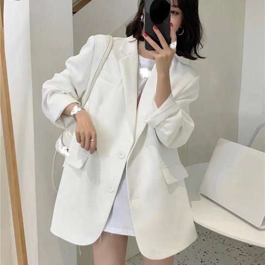 🍒Suit jacket women korean version of the British style women's suit coat long jacket summer autumn fashion smart casual clothes party occasion wear Oversize Nice