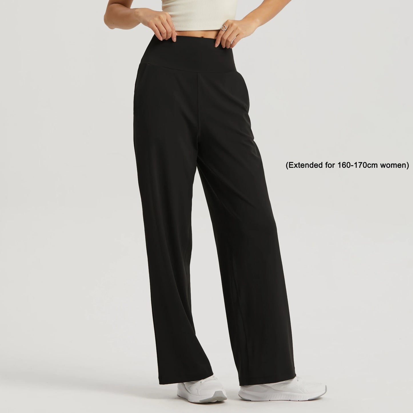🍒Leisure wide leg pants cool feel smart casual women gym workout pants long legs loose skin friendly yoga dance wear ladies trousers with pockets Cute Casual