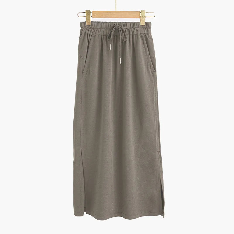 🍒Casual midi skirt modal fabric clothing loose summer wear women's casual clothing plus size long skirts with elasticated waist and pockets