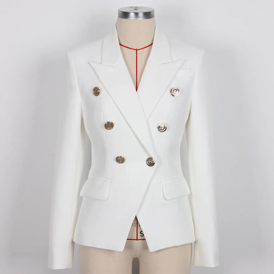 🍒Blazers high quality double breasted women's suit jacket for office use formal business wear slim fit outerwear occasion wear Look Blazing Hot