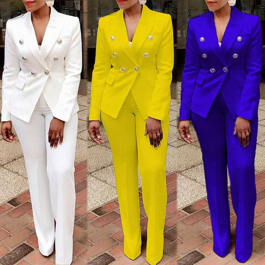 🍒Solid colour suits blazer and pants set for women business suits smart casual wear occasion party wear Flag Your Fly