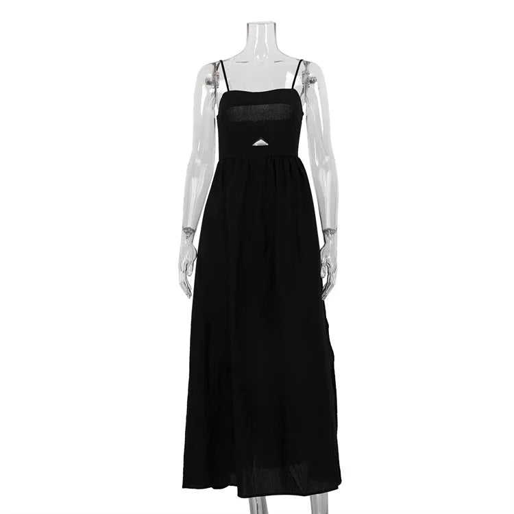🍒Summer spaghetti straps dress high waist solid colour women's smart casual clothing occasion wear party clothing BRA-vo To ThIs BLACK Beauty