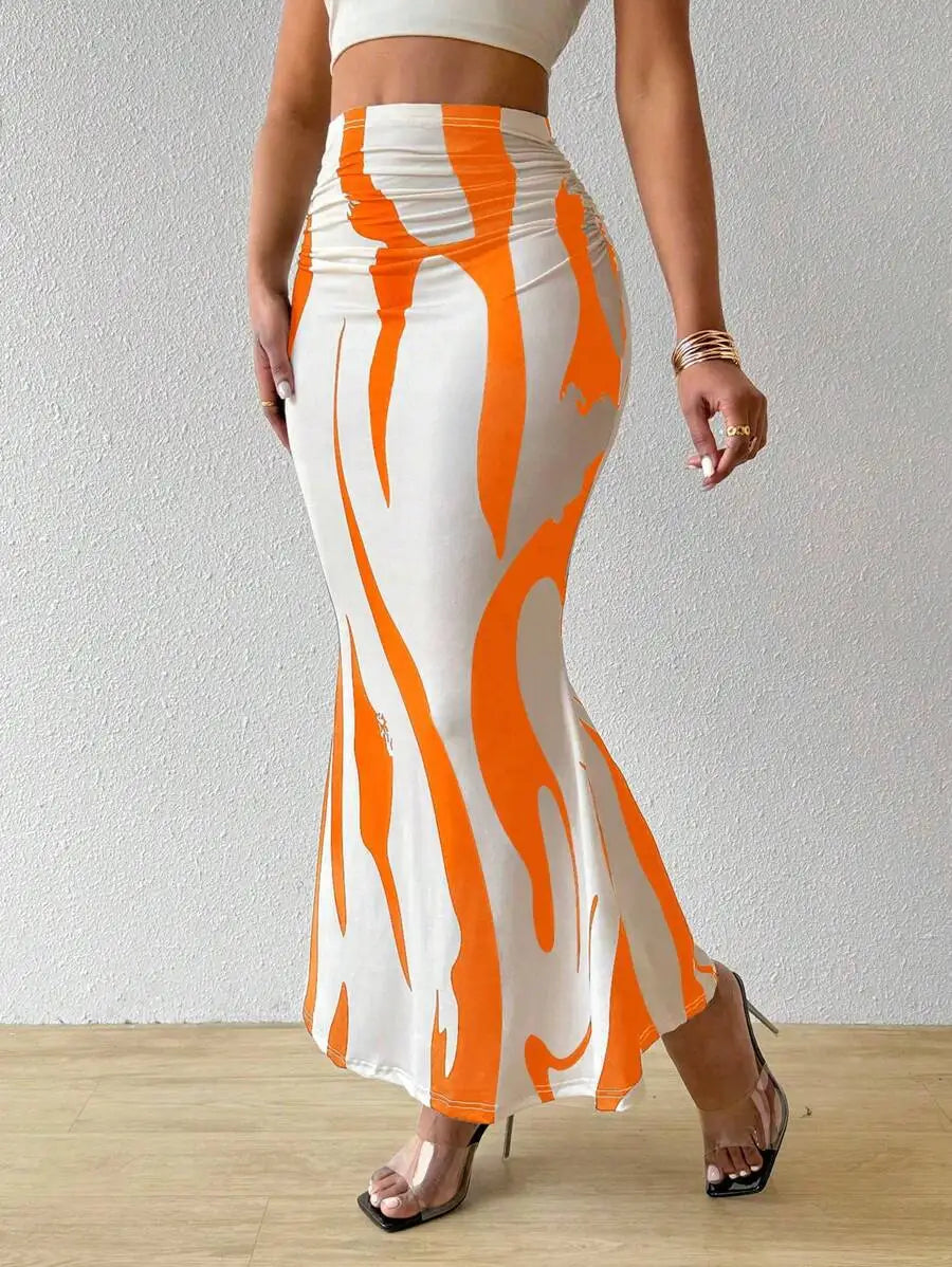 🍒High waisted maxi skirt smart casual women's bodycon skirt zebra long skirt casual high waist outfit elegant zebra print clothes elegant animal print fashion wear