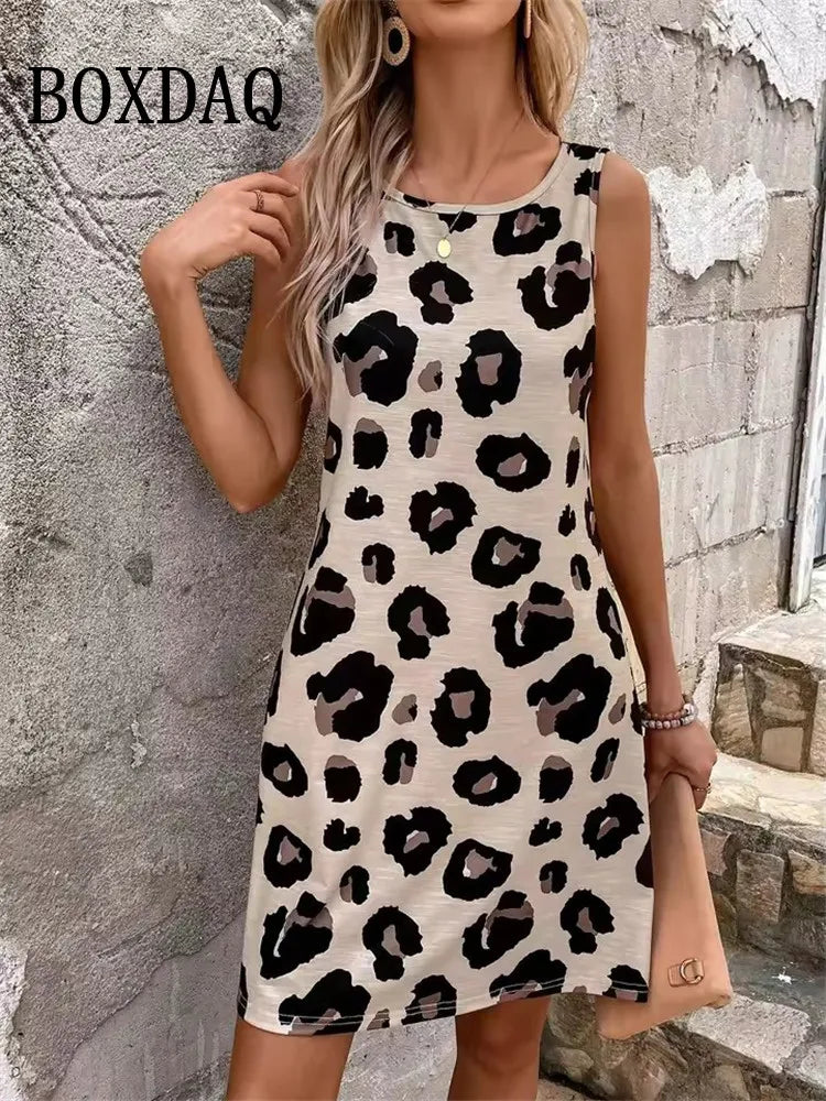🍒Printed stripe dress summer elegant outfiits women fashion clothing loose sleeveless a-line sundress casual wear plus size ladies