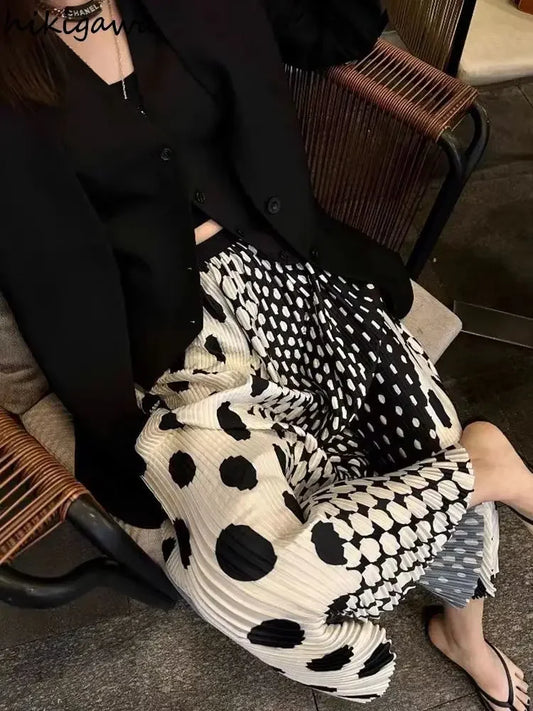 🍒Summer womens clothes mesh high waist A-line skirt midi vintage style smart casual clothing polka dot fashion female loose long outfit occasion party wear Get Round In Spots