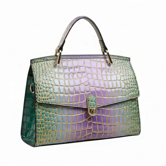 🍒Luxury designer handbags for women crocodile print bag brand high quality crocodile crossbody purse cowhide tote bag women's occasion fashion accessory Snap Up Your Cool Crinkly Croco