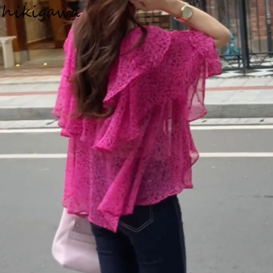 🍒Chiffon blouses for women fashion clothes oversized tops for summer blouse shirt smart casual going out tops Float Around Town In your Flouncy