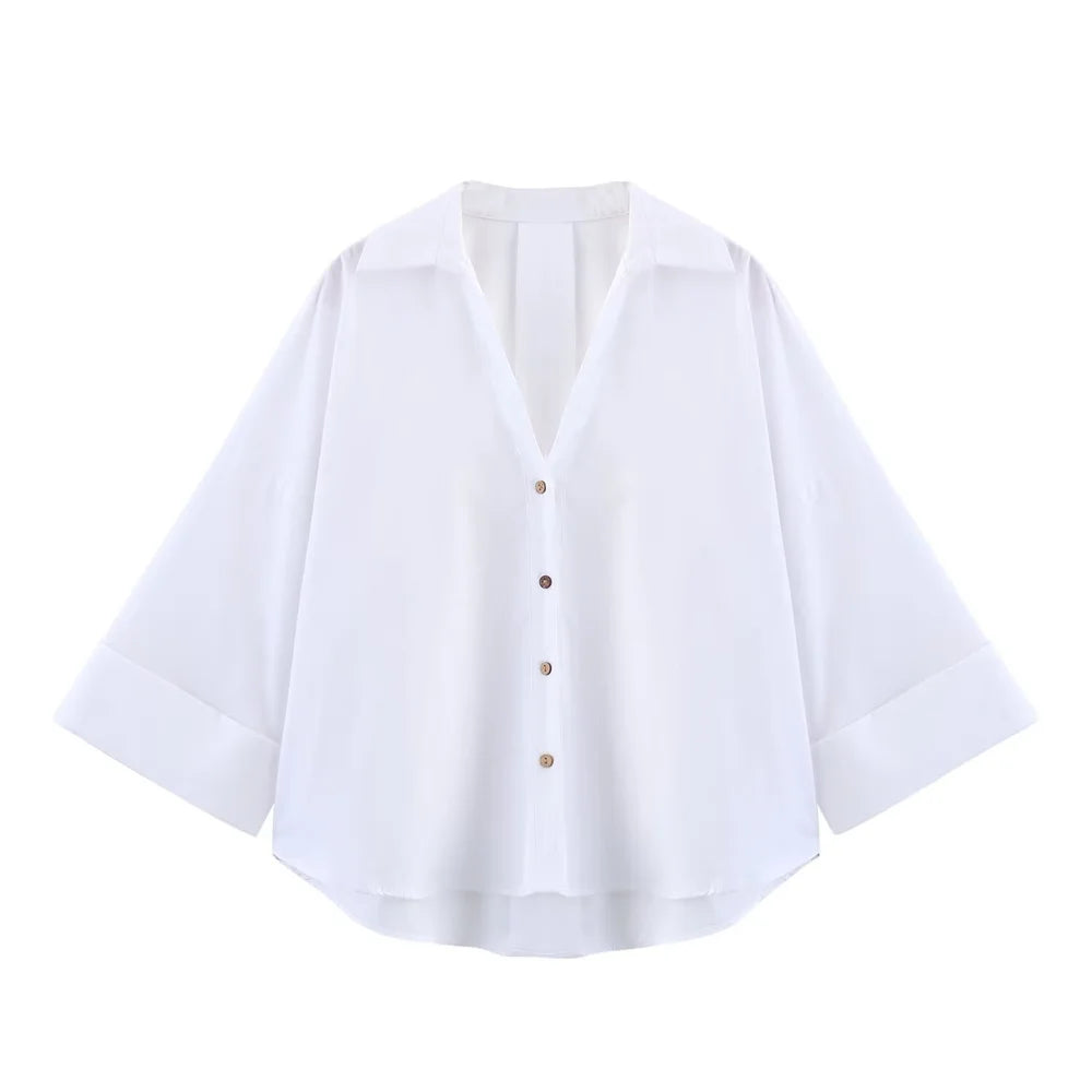 π Womens oversized button - down shirt with rolled up sleeves v -neck for a chic Look smart casual clothing relaxed blouse officewear tops BATle The Day In Your WINGS