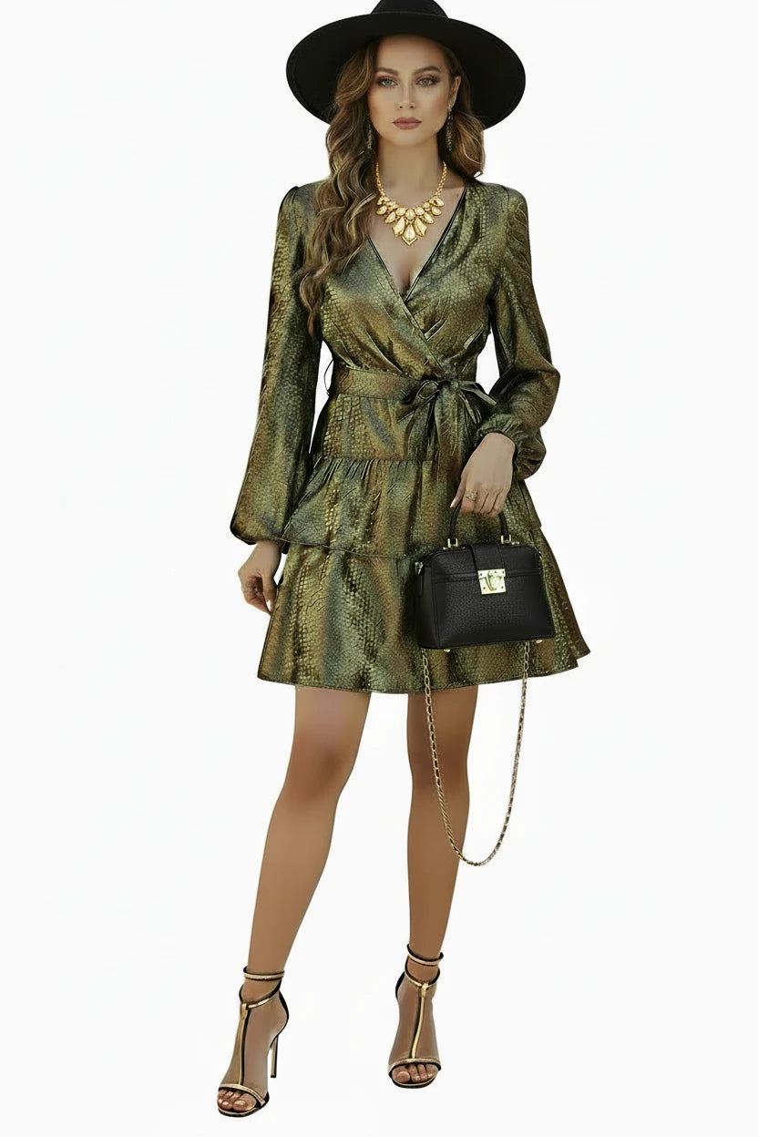 🍒Long sleeve dress solid colour ruffle outfits women layered evening cocktail clothing vacation fashion prom party occasion wear TASTEFUL RUFFle PUFF sleeve