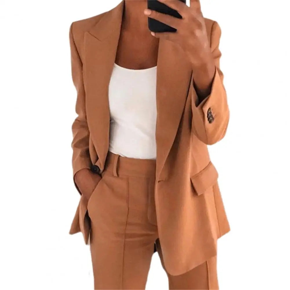 🍒Womens jacket and trouser suit smart casual clothing long sleeve suit jacket and pants two piece female fashion work wear office clothes Eat Loads Of Jacket Potatoes Without Feeling Pants Wearing This Set