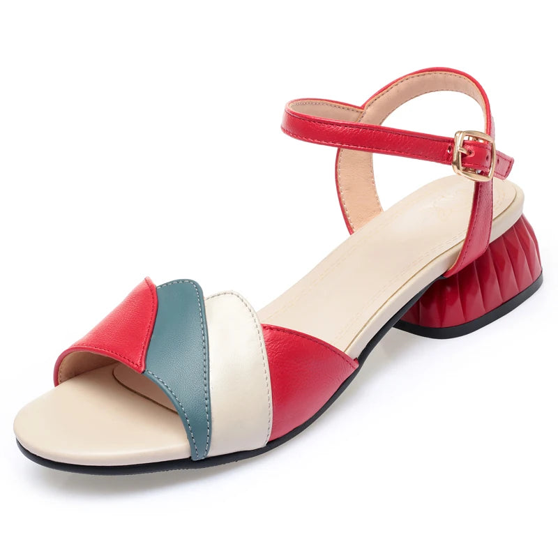 🍒Womens genuine leather sandals summer open toes shoes flat ankle strap large sizes 41 42 43 fashion smart casual women footwear Flat Out Comfort