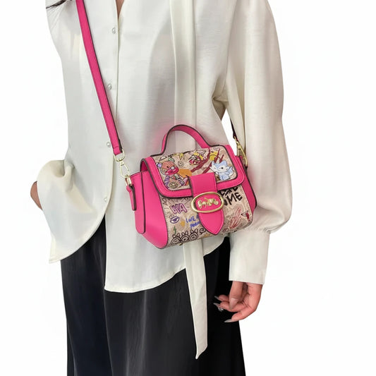 🍒Graffiti handbag/Purse women's bag designer luxury shoulder bag lu leather ladies messenger bag pink crossbody bag casual bag No Word Of A Lie This GRAFFITI Bag CAN Be Yours