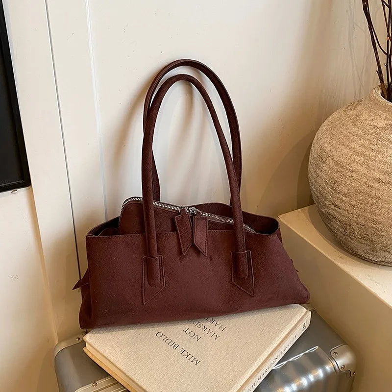 🍒Luxury faux suede bags designer handbags, special geometric layered retro shoulder bag for women axillary bags female daily commuter bag No Need To Per-suede