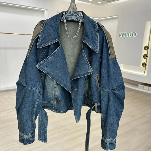🍒Blue denim jackets women fall classic styles short coat chic outerwear female Mujer Loose smart casual clothes
