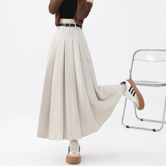 🍒Pleated maxi skirt fashion for women elegant wear with belt vintage pleated clothing female fashion streetwear Com-PLEATly Cool