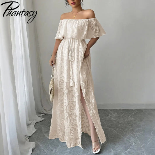 🍒summer white dress summer maxi white outfit for women boho fashion wear chic clothing long feminine maxi occassion wear Look Boss In Emboss