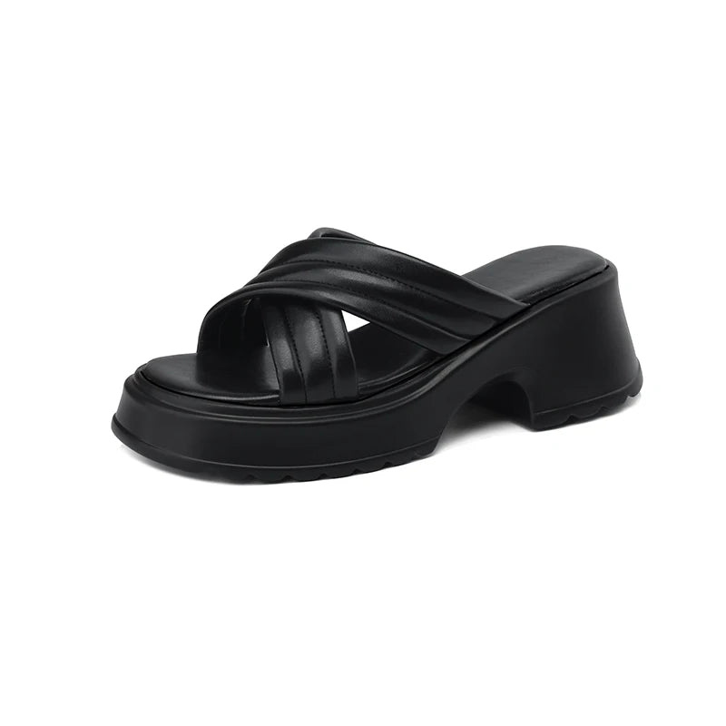 🍒Womens casual sandals thick sole beach shoes summer mules fashion platform slippers Large Size shoes 33-43