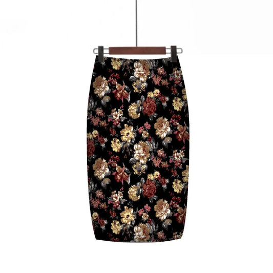 🍒 flower print pencil skirt bodycon slim midi skirt short floral print fashion smart casual women feminine clothes