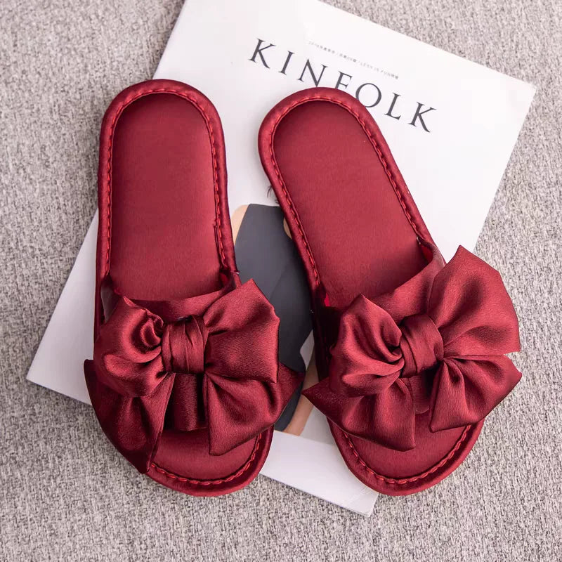 🍒Wedding slippers peep toe bedroom home sandals bride bridesmaid Newlywed Celebration shoes with silk bow smart casual slides for women luxury high end shoes Slipp -her A Gift And Gift Yourself