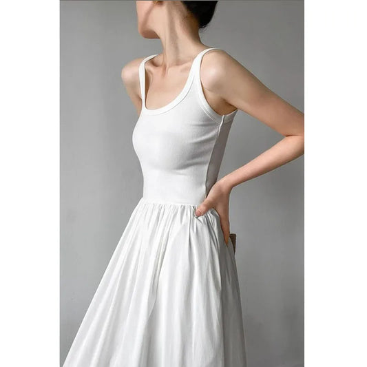 🍒Knitted vest dress long women summer wear simple all-match camisole beach dress high waisted party occasion wear maxi outfit No Skirting Around A Cool Vest Dress To Impress