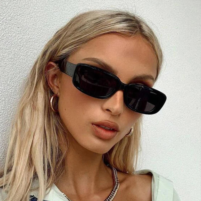 🍒Rectangle sunglasses fashion popular sun glasses for women unisex square shades white Summer traveling shades eyewear uv400 protection Shade In The Cool
