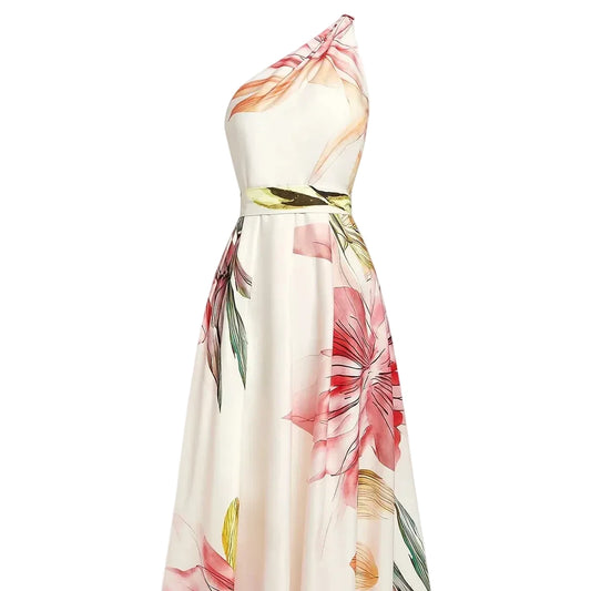 🍒Party vacation dress maxi floral fashion printed long outfit catwalk sleeveless party backless european and american occasion clothing Floor Them With A Floor Floral