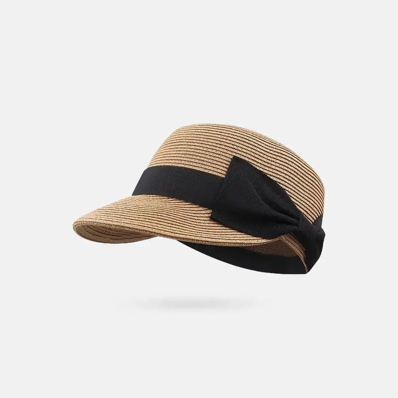 🍒Hat with bow grass straw hat woven cap duckbill hat women sun protection cap for summer outdoor hat fashion DUCK Big Hat BILLs