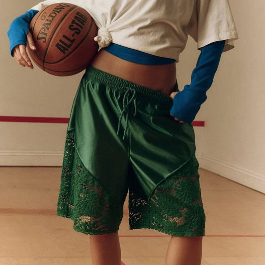 🍒Y2k shorts women culotte lace satin bloomers pants Lace shorts womens elastic waist slip shorts women Sport Your Undies