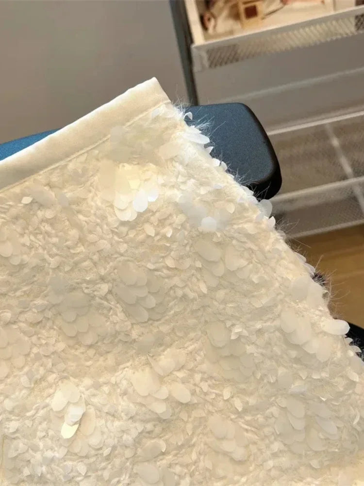 🍒High waist a-line mini skirt solid color smart casual clothes womens spring summer faxhion Y2k sequin clothing Get This feather and pluck out at that special occasion