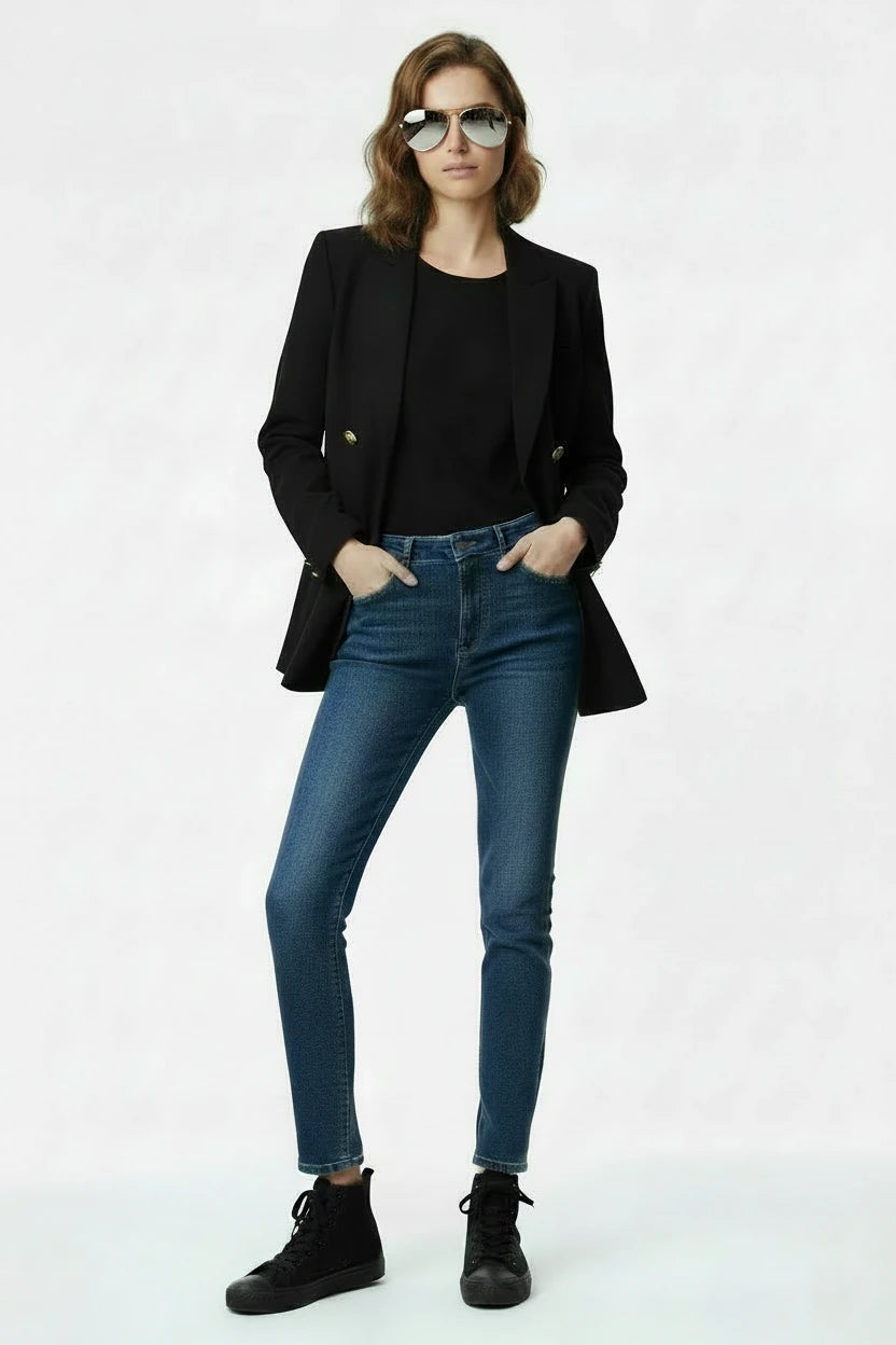 🍒Long sleeve double breasted jacket with lapel short coats for women high quality outerwear fashion smart casual blazer women