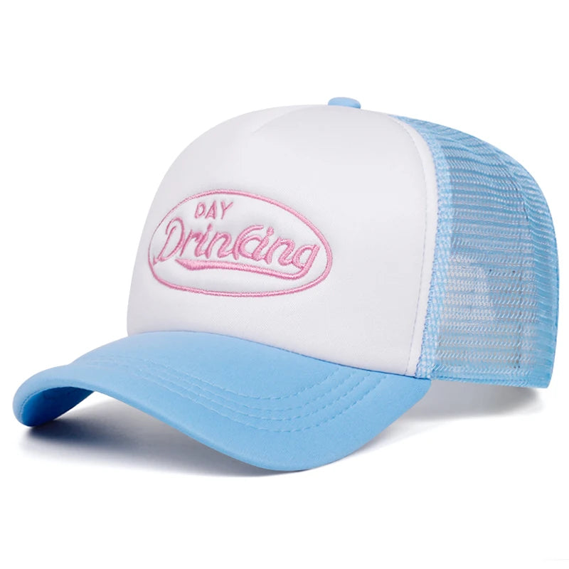 🍒Motif baseball hat Fashion Simple (day drinking) lettering truck hat daily unisex snap back hat leisure sunshade mesh cap