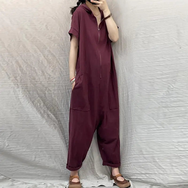 🍒Jumpsuit for women casual playsuit cargo pants zipper bodysuit summer long romper Y2k Clothes Be A Bear