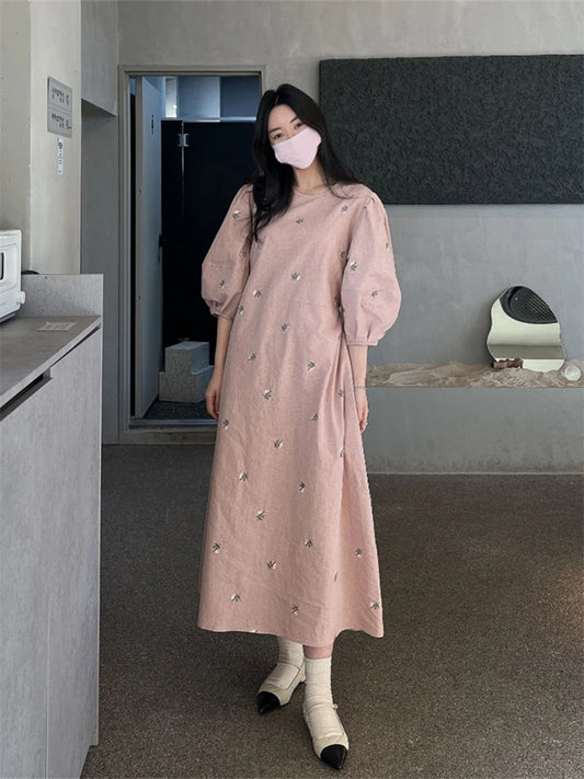 🍒Long vintage sunmmer dress sundress long for Women maxi outfit casual clothing floral fashion wear Fully Floral