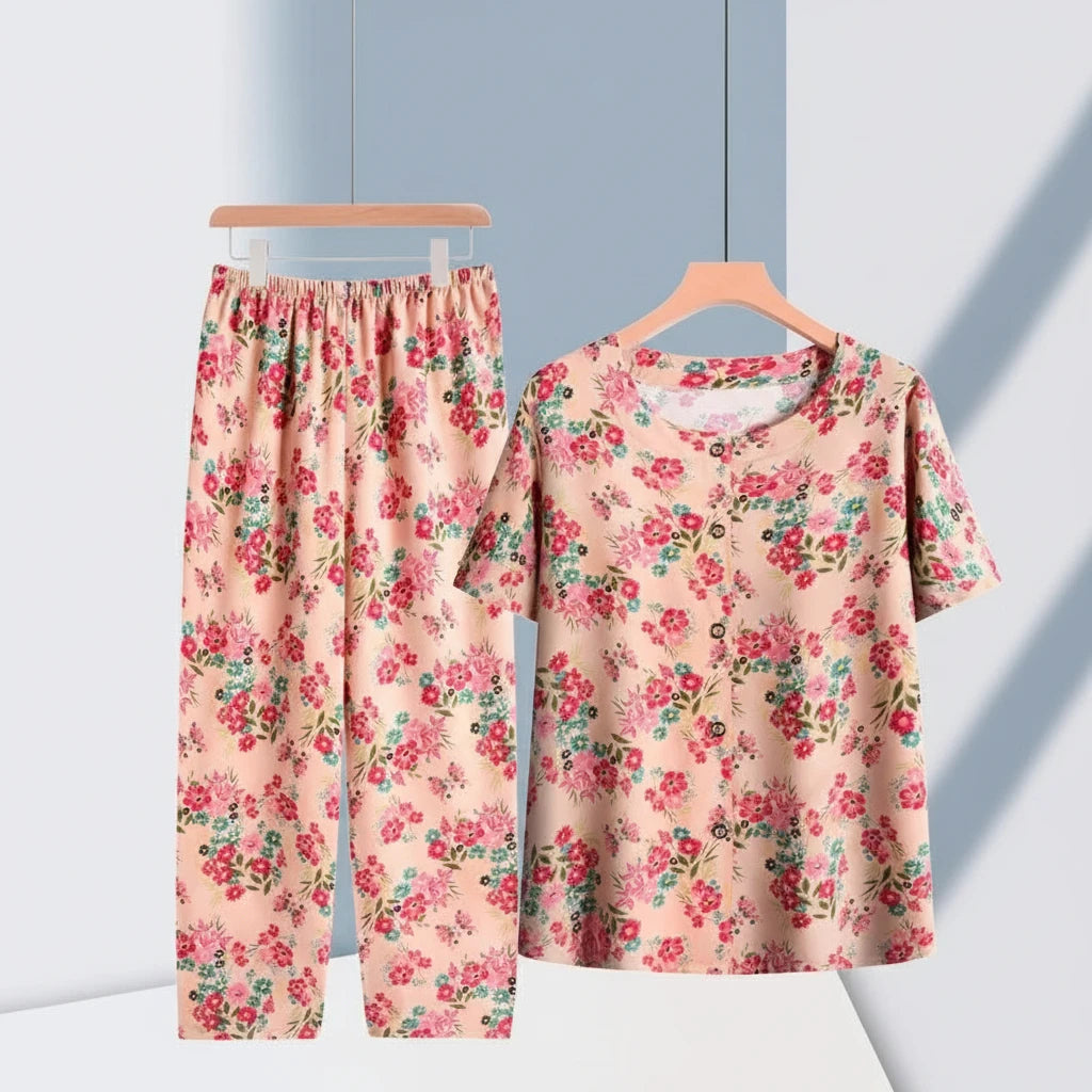 🍒Pants and t-shirt pyjamas set cotton short pants and t-shirt loungewear top and trousers home wear clothing Sleepwear for women 2 piece sleep set TOP up your PANTS and TEE and you will be SET