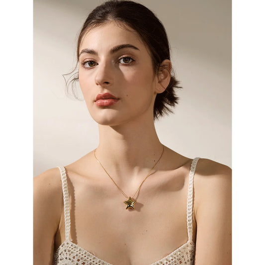 🍒Stainless steel star pendant necklace waterproof pvd 18K plated jewelly steel fashion Jewellery attractive accessories for women Get This Star Its A Steel