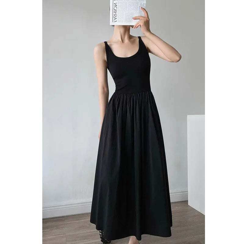 🍒Knitted vest dress long women summer wear simple all-match camisole beach dress high waisted party occasion wear maxi outfit No Skirting Around A Cool Vest Dress To Impress