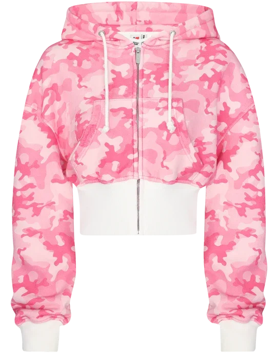 🍒Pink two piece sportswear camo short hoodie for women y2k fashion wear camo top plus matching camo sports pants set Fight For Your Pink Camo