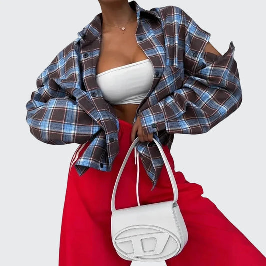 🍒Women's spring shirt Jacket checkered short-sleeved pocket retro luxurious chic trendy minimalist fashion check blouse designer comfy style clothing Dont Be Stale Mate Get This Checkers