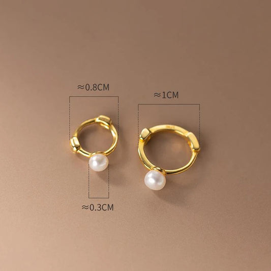 🍒925 Sterling silver fashion earrings pearl huggies natural pearl hoop earrings for women daughter wedding jewellery simple style Get This Gift Got