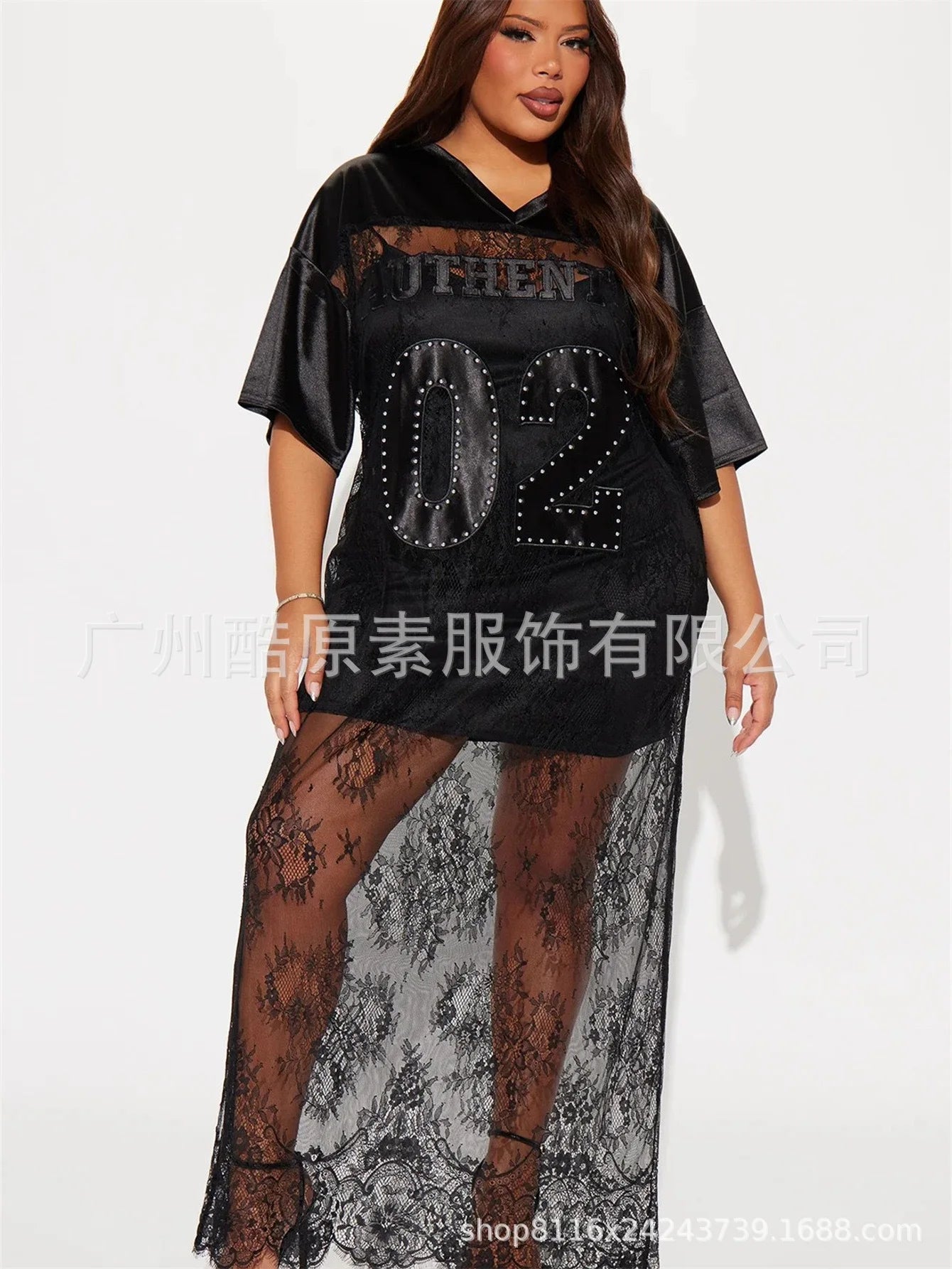 🍒T-shirt tops for women v-neck mesh top loose long floral tee casual Y2k streetwear elegant clubing t-shirts summer fashion wear Lace Mesh top A1 To The O1