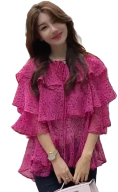 🍒Chiffon blouses for women fashion clothes oversized tops for summer blouse shirt smart casual going out tops Float Around Town In your Flouncy