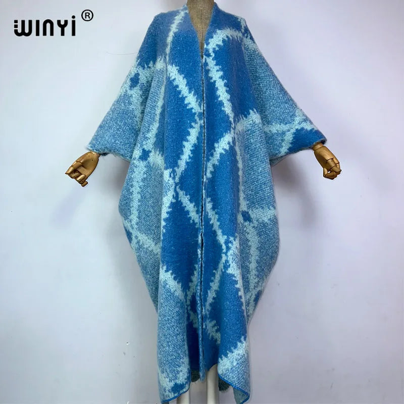 🍒Fashion poncho loose fashion print knitted coat neutral loose thick comfortable womens warm fover coat knitted poncho maxi long jacket You'll Get aLONG with A PONCHO