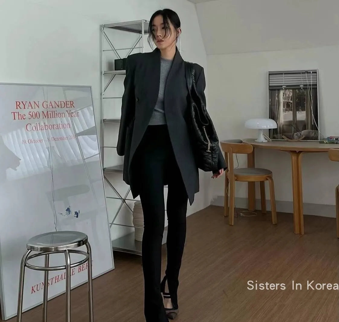 🍒Hidden button blazer long women fitted waist jacket fashion Y2K fashion office chic clothing lightweight linen coat chic trendy fashion two-layer smart casual outfit TRAILS Of Comments BLAZER