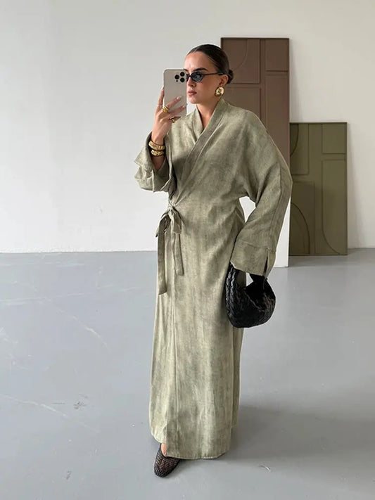 🍒Camouflage print maxi dress with side tie detail loose fit outfits long elegant female party occasion wear oversized evening wear Camera -ouflage