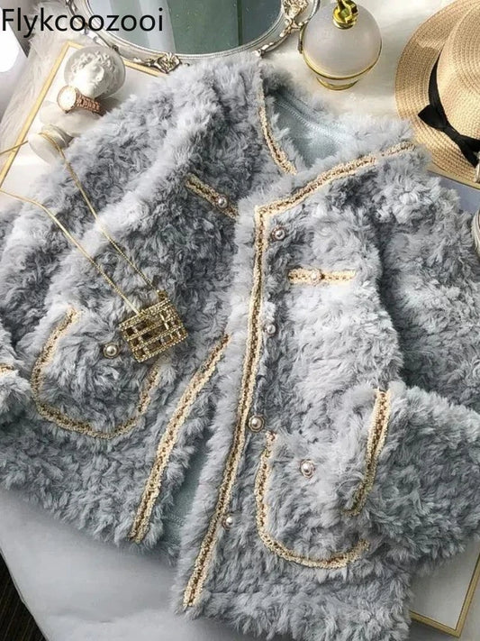 🍒Female lambs wool coat wear casual coats for women autumn winter clothing woollyJacket long sleeve It will be a SHEAR delight to wear this