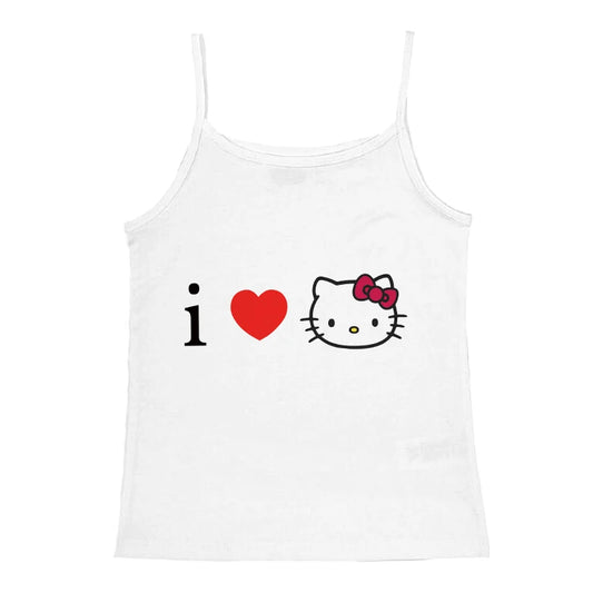 🍒Womens camisole tops sphagetti straps Hello Kitty print vest crop tops Y2k clothes for summer sleeveless tank top baby cami