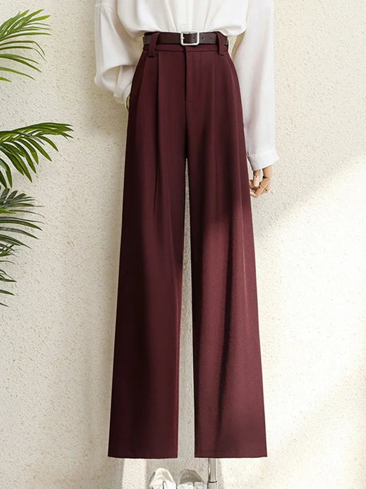 🍒Winter suit pants for Women office elegant high waist trousers wide leg high waist with Pockets smart casual clothing Widely Cool