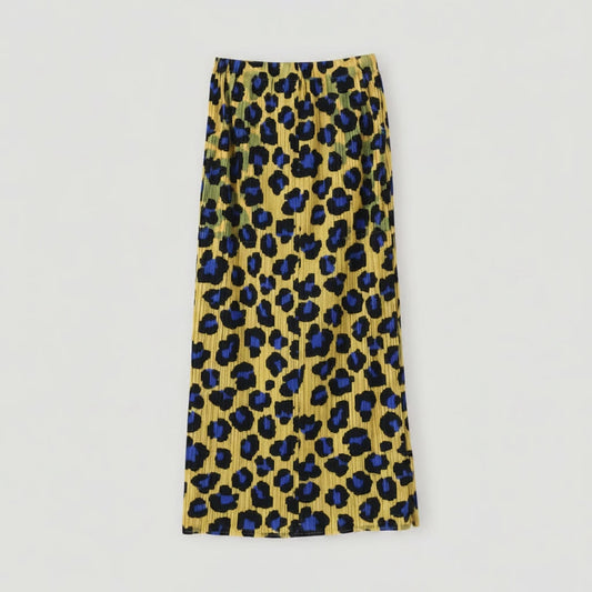 🍒Pleated long skirt leopard print smart casual clothing women's a-line split multi colour fashion wear Leap OnThis Multi Tasker Multi