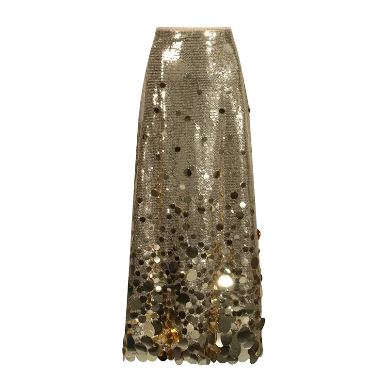 🍒Sequins party skirt elegant midaxi length occasion clothes for women solid shiny club wear party night female fashion Delectable Dazzle